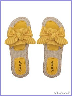 Bow Flat Slide Sandals Open Toe Slip On Slingback Casual Shoes